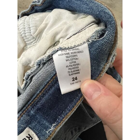 Re/Done Women's Size 24 Button Fly High Rise Ankle Crop‎ Jeans Worn Indigo - Picture 6 of 6